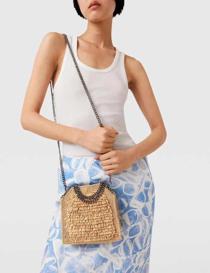 Stella McCartney Crossbody Bags Women Falabella Raffia Tiny Tote Bag Natural Stella McCartney Crossbody Bags Women Falabella Raffia Tiny Tote Bag Natural