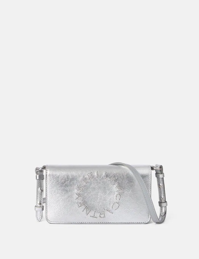 Stella McCartney Crossbody Bags Women Logo Crossbody Wallet Metallic Silver