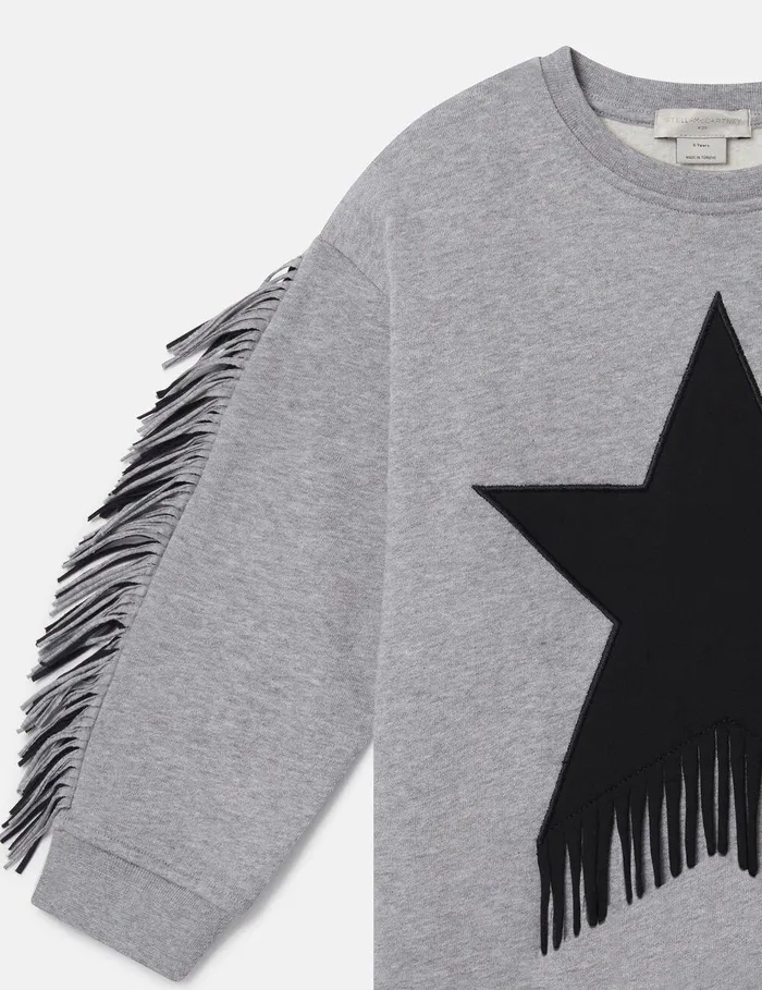 Stella McCartney Dresses and Jumpsuits Kids Star Graphic Fringed Dress Grey Stella McCartney Dresses and Jumpsuits Kids Star Graphic Fringed Dress Grey