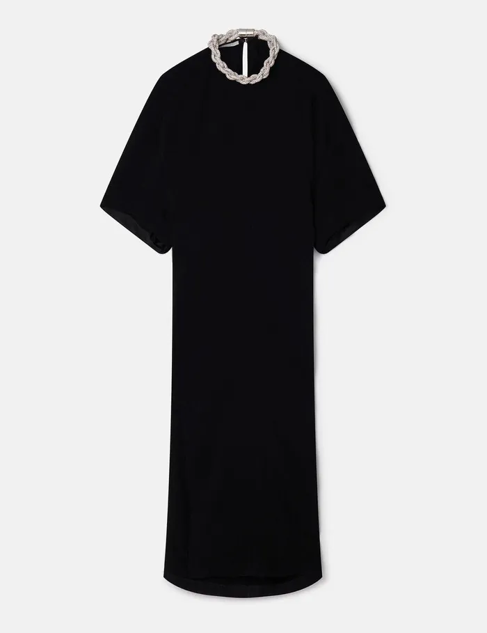 Stella McCartney Dresses Women Falabella Crystal Chain Maxi Dress Black