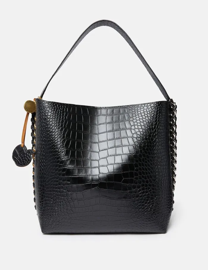Stella McCartney Frayme Bag Women Frayme CrocEffect Embossed Tote Bag Black
