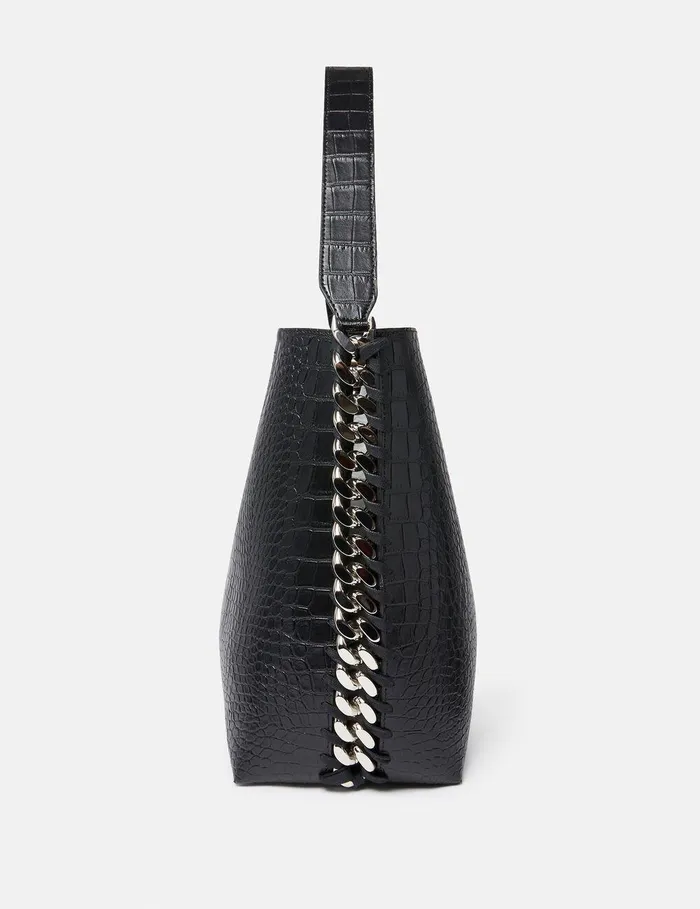 Stella McCartney Frayme Bag Women Frayme CrocEffect Embossed Tote Bag Black Stella McCartney Frayme Bag Women Frayme CrocEffect Embossed Tote Bag Black