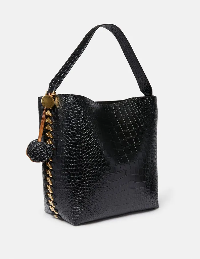 Stella McCartney Frayme Bag Women Frayme CrocEffect Embossed Tote Bag Black Stella McCartney Frayme Bag Women Frayme CrocEffect Embossed Tote Bag Black