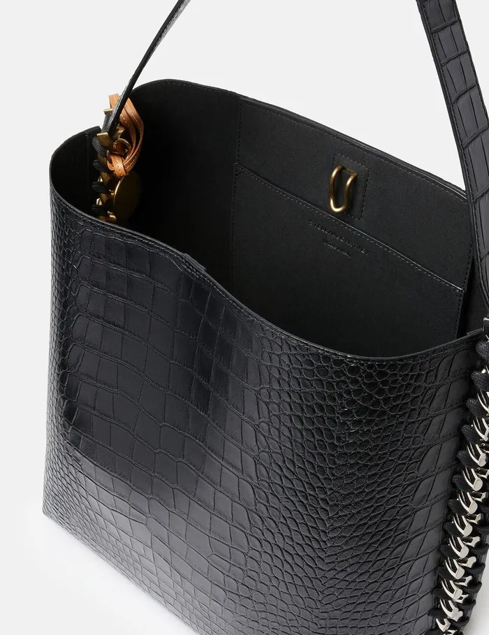 Stella McCartney Frayme Bag Women Frayme CrocEffect Embossed Tote Bag Black Stella McCartney Frayme Bag Women Frayme CrocEffect Embossed Tote Bag Black