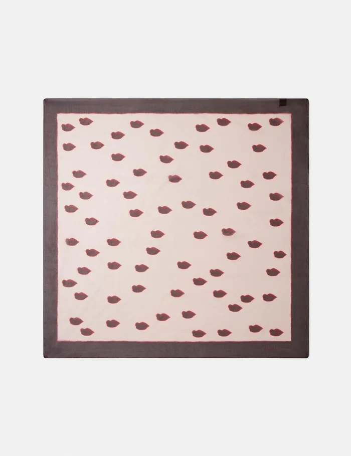 Stella McCartney Hats And Scarves Women Lips Print Square Scarf Dusty Pink And Red Stella McCartney Hats And Scarves Women Lips Print Square Scarf Dusty Pink And Red