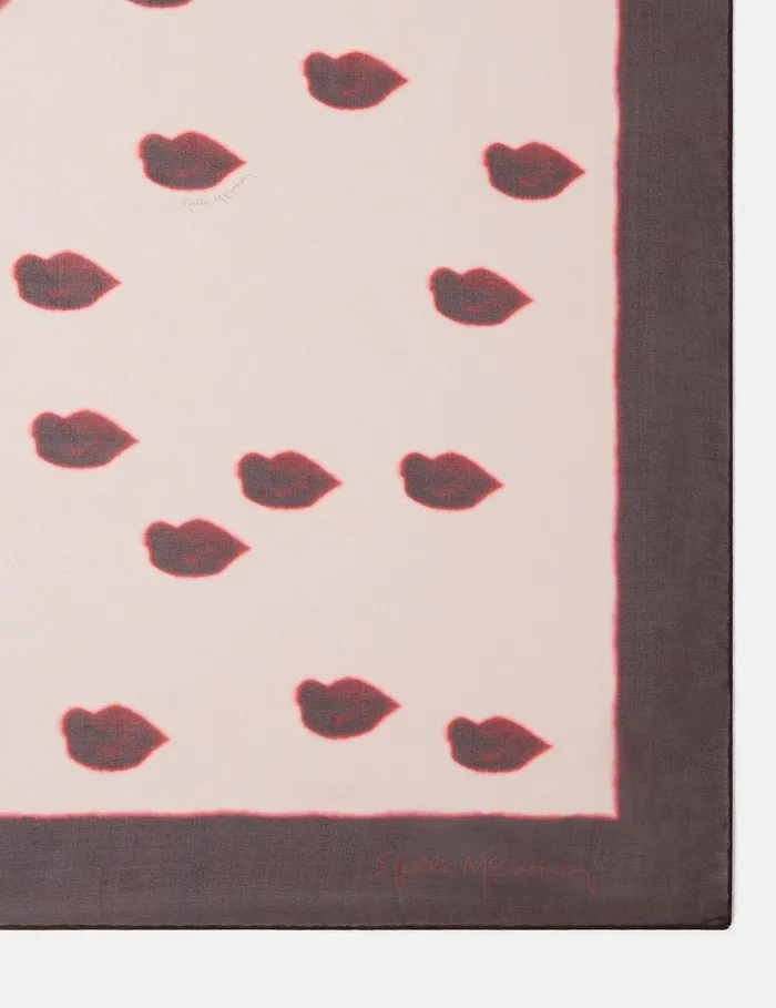 Stella McCartney Hats And Scarves Women Lips Print Square Scarf Dusty Pink And Red Stella McCartney Hats And Scarves Women Lips Print Square Scarf Dusty Pink And Red