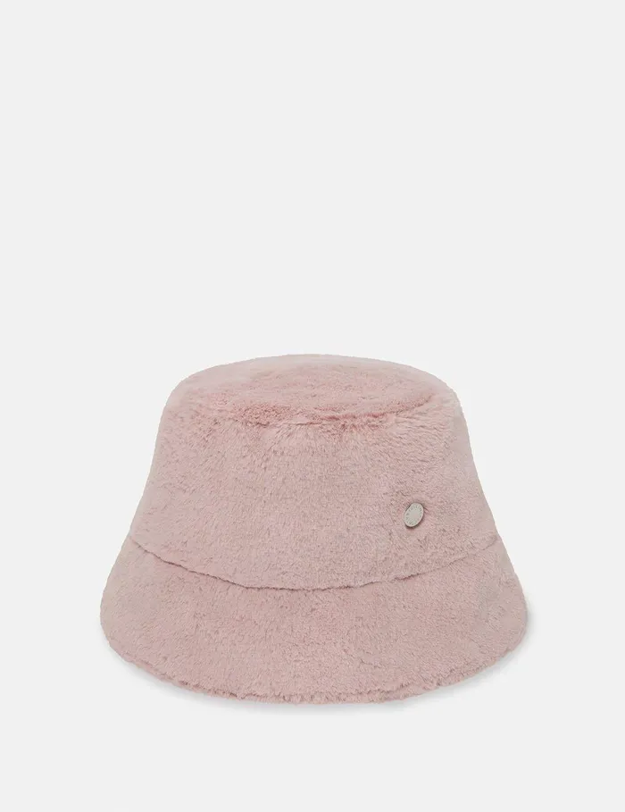 Stella McCartney Hats And Scarves Women Plush Teddy Bucket Hat Dusty Pink