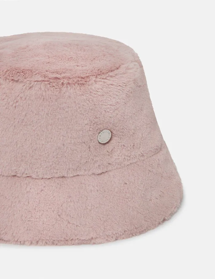 Stella McCartney Hats And Scarves Women Plush Teddy Bucket Hat Dusty Pink Stella McCartney Hats And Scarves Women Plush Teddy Bucket Hat Dusty Pink
