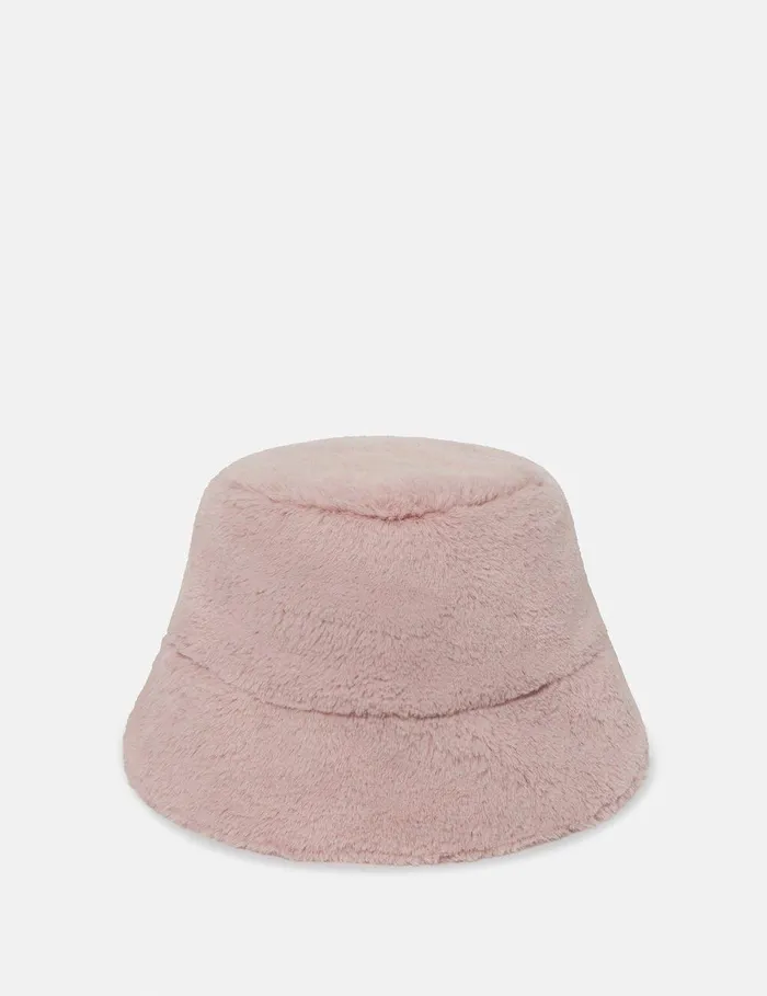 Stella McCartney Hats And Scarves Women Plush Teddy Bucket Hat Dusty Pink Stella McCartney Hats And Scarves Women Plush Teddy Bucket Hat Dusty Pink