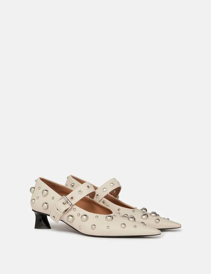 Stella McCartney Heels Women Elsa Studded Kitten Heels Fern Green Stella McCartney Heels Women Elsa Studded Kitten Heels Fern Green