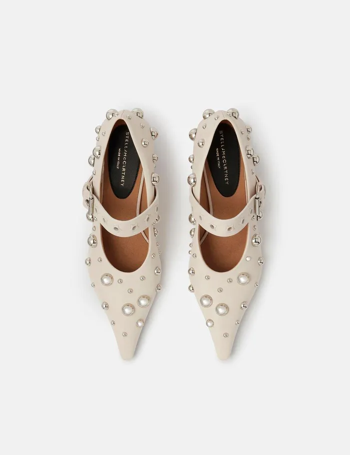 Stella McCartney Heels Women Elsa Studded Kitten Heels Fern Green Stella McCartney Heels Women Elsa Studded Kitten Heels Fern Green