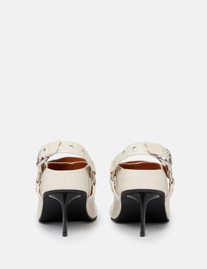Stella McCartney Heels Women Elyse Studded Heeled Clogs Metallic Gold Stella McCartney Heels Women Elyse Studded Heeled Clogs Metallic Gold