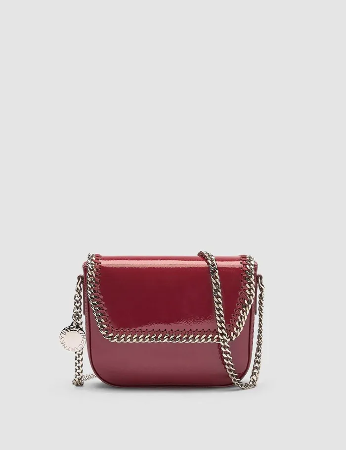 Stella McCartney Iconic Falabella Women Falabella Patent Flap Crossbody Bag Burgundy Stella McCartney Iconic Falabella Women Falabella Patent Flap Crossbody Bag Burgundy