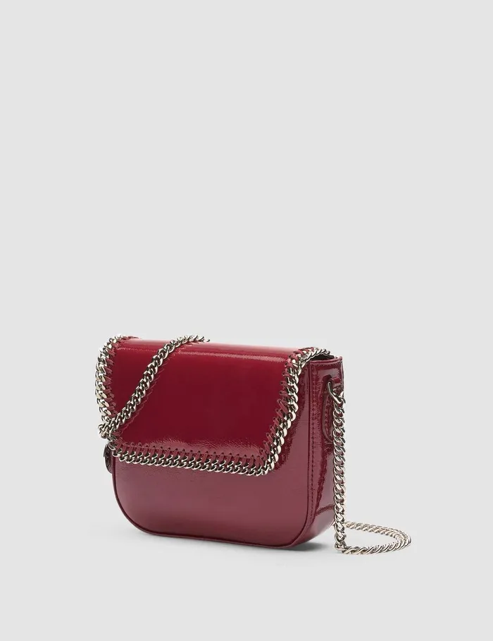 Stella McCartney Iconic Falabella Women Falabella Patent Flap Crossbody Bag Burgundy Stella McCartney Iconic Falabella Women Falabella Patent Flap Crossbody Bag Burgundy