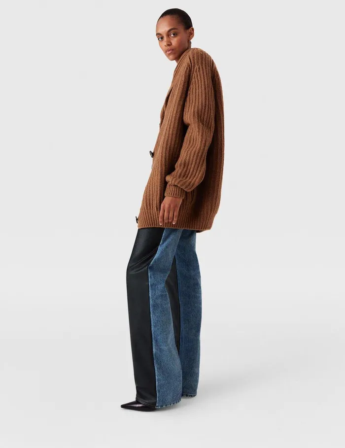 Stella McCartney Knitwear Women Oversized Ribbed VNeck Cardigan Tobacco Stella McCartney Knitwear Women Oversized Ribbed VNeck Cardigan Tobacco