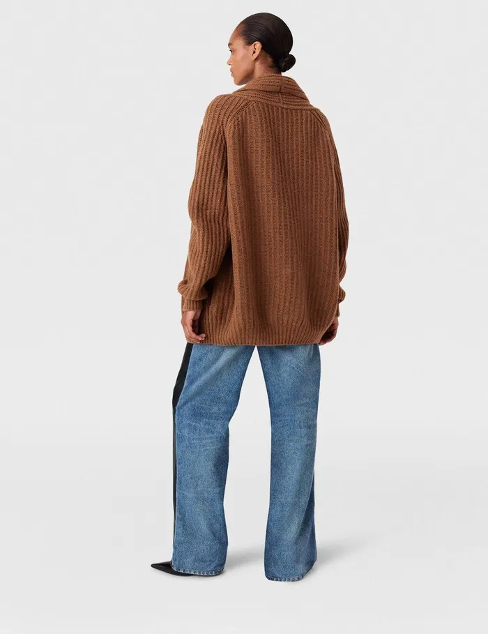 Stella McCartney Knitwear Women Oversized Ribbed VNeck Cardigan Tobacco Stella McCartney Knitwear Women Oversized Ribbed VNeck Cardigan Tobacco
