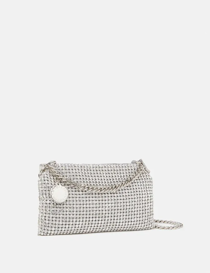 Stella McCartney Mini Bags And Clutches Women Falabella Crystal Mesh Shoulder Bag Metallic Silver Stella McCartney Mini Bags And Clutches Women Falabella Crystal Mesh Shoulder Bag Metallic Silver