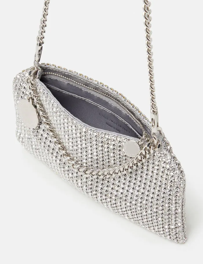 Stella McCartney Mini Bags And Clutches Women Falabella Crystal Mesh Shoulder Bag Metallic Silver Stella McCartney Mini Bags And Clutches Women Falabella Crystal Mesh Shoulder Bag Metallic Silver