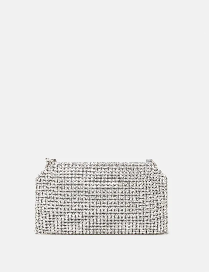 Stella McCartney Mini Bags And Clutches Women Falabella Crystal Mesh Shoulder Bag Metallic Silver Stella McCartney Mini Bags And Clutches Women Falabella Crystal Mesh Shoulder Bag Metallic Silver