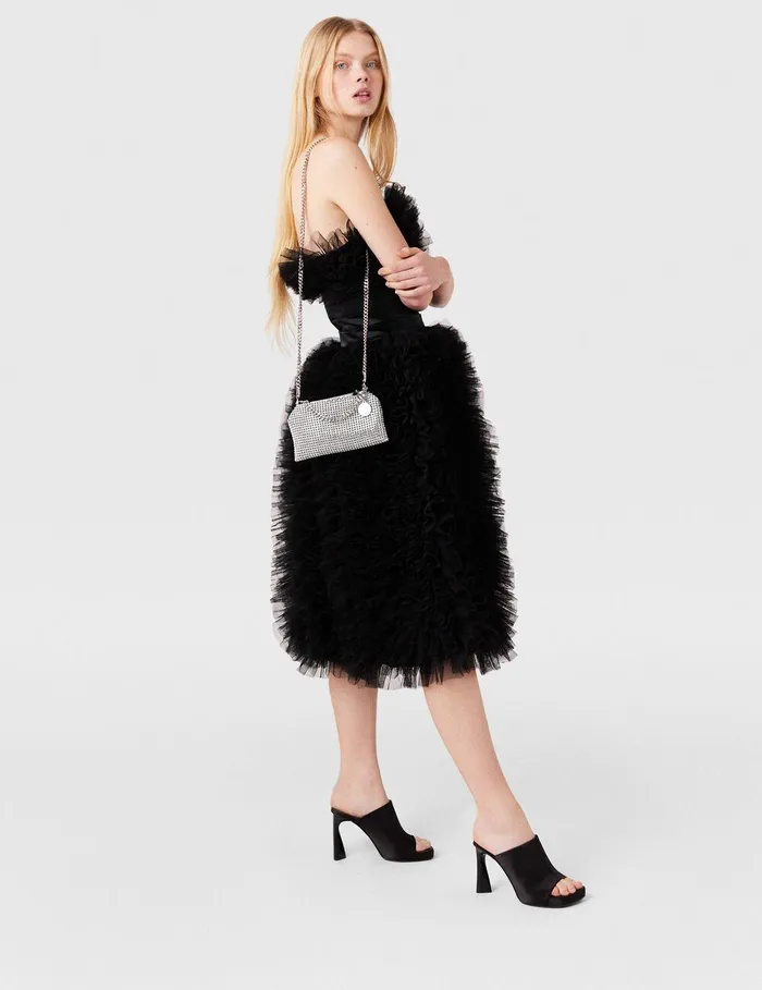 Stella McCartney Mini Bags And Clutches Women Falabella Crystal Mesh Shoulder Bag Metallic Silver Stella McCartney Mini Bags And Clutches Women Falabella Crystal Mesh Shoulder Bag Metallic Silver
