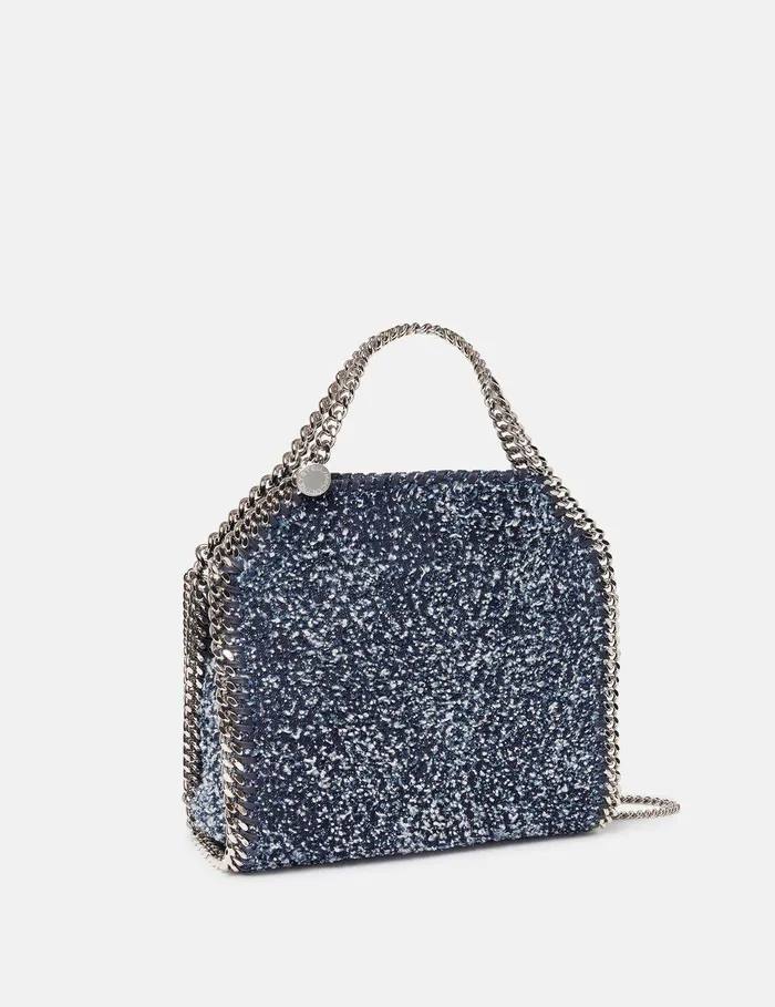 Stella McCartney Mini Bags And Clutches Women Falabella Mini Boucl Tote Bag Speckled Blue Stella McCartney Mini Bags And Clutches Women Falabella Mini Boucl Tote Bag Speckled Blue