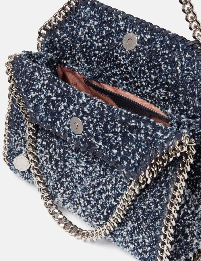 Stella McCartney Mini Bags And Clutches Women Falabella Mini Boucl Tote Bag Speckled Blue Stella McCartney Mini Bags And Clutches Women Falabella Mini Boucl Tote Bag Speckled Blue