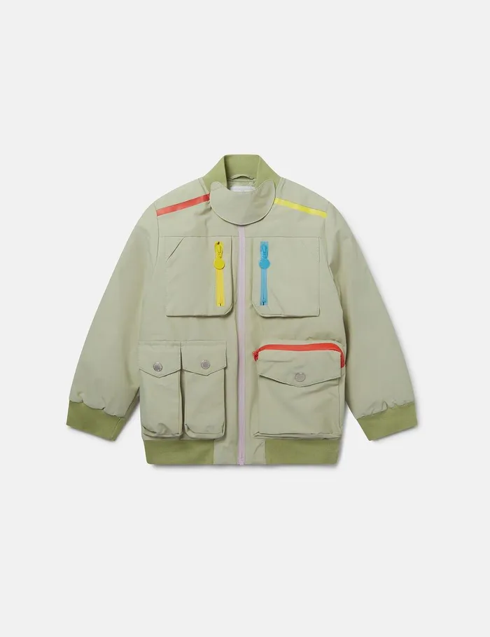 Stella McCartney Outerwear Kids MultiPocket HighNeck Jacket Green