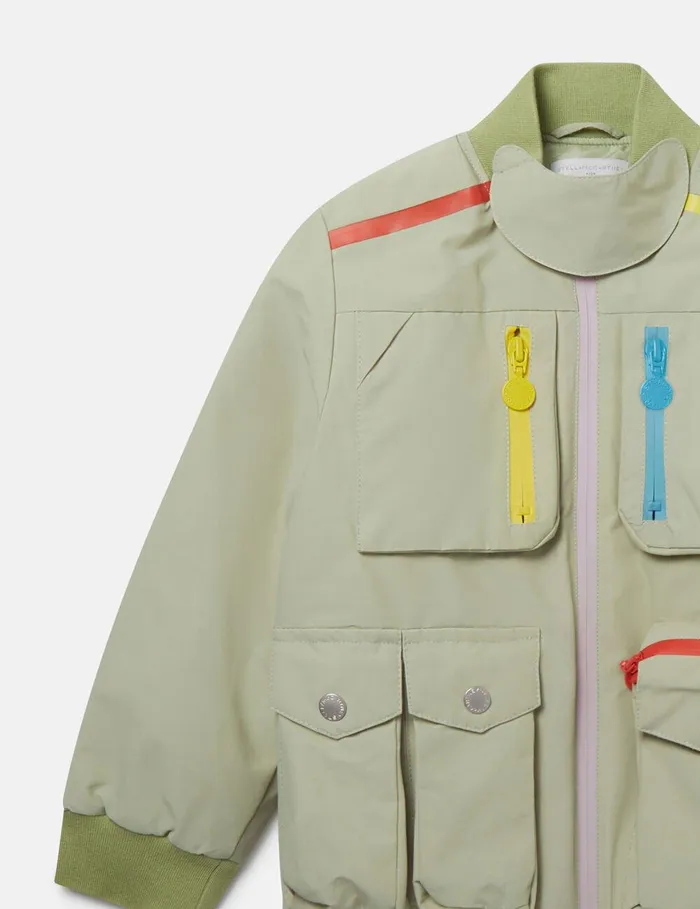 Stella McCartney Outerwear Kids MultiPocket HighNeck Jacket Green Stella McCartney Outerwear Kids MultiPocket HighNeck Jacket Green