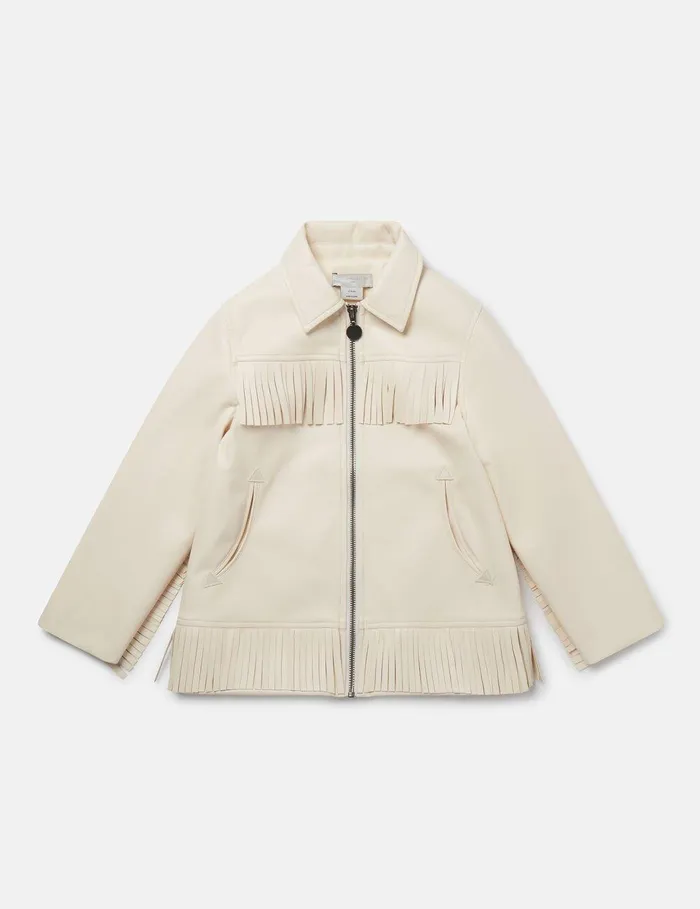 Stella McCartney Outerwear Kids Western Fringed Jacket Cream