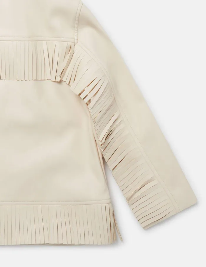 Stella McCartney Outerwear Kids Western Fringed Jacket Cream Stella McCartney Outerwear Kids Western Fringed Jacket Cream