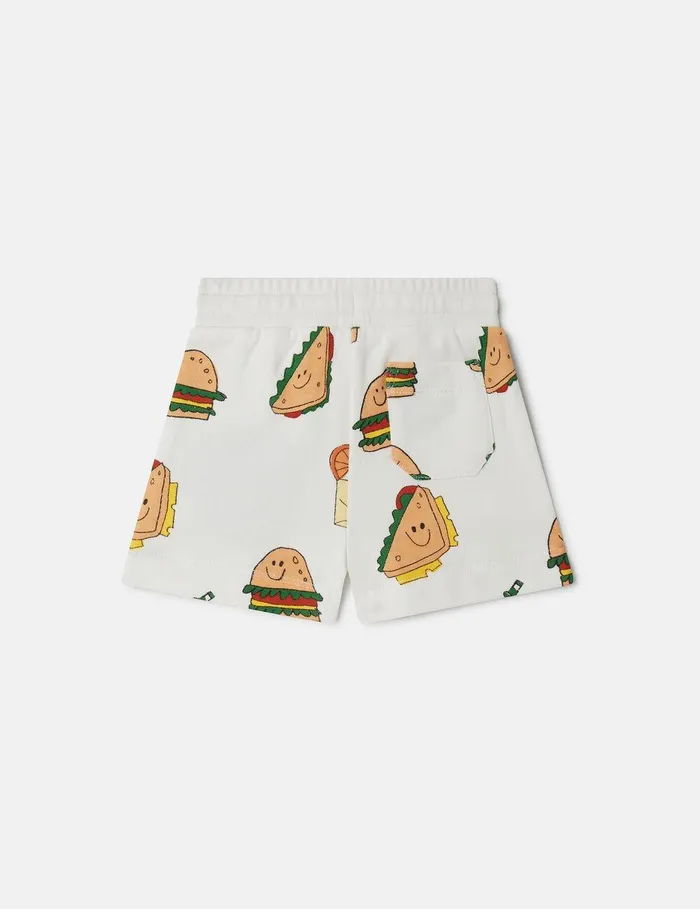 Stella McCartney Pants and Shorts Kids Silly Sandwich Print Drawstring Shorts White Multicolour Stella McCartney Pants and Shorts Kids Silly Sandwich Print Drawstring Shorts White Multicolour