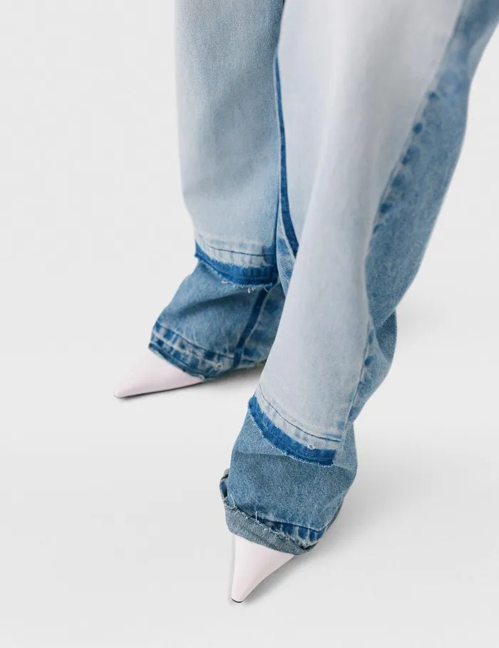 Stella McCartney Pants And Shorts Women Contrast Panel StraightLeg Jeans Blue Stella McCartney Pants And Shorts Women Contrast Panel StraightLeg Jeans Blue