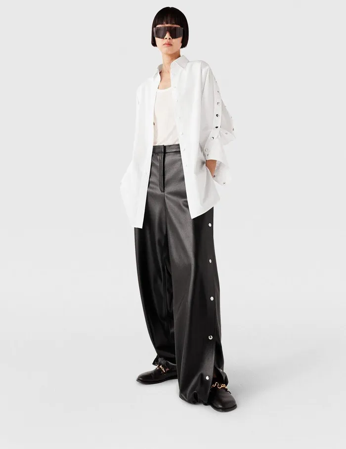 Stella McCartney Pants And Shorts Women WideLeg PopperStudded Joggers Black Stella McCartney Pants And Shorts Women WideLeg PopperStudded Joggers Black
