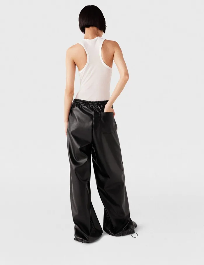 Stella McCartney Pants And Shorts Women WideLeg PopperStudded Joggers Black Stella McCartney Pants And Shorts Women WideLeg PopperStudded Joggers Black