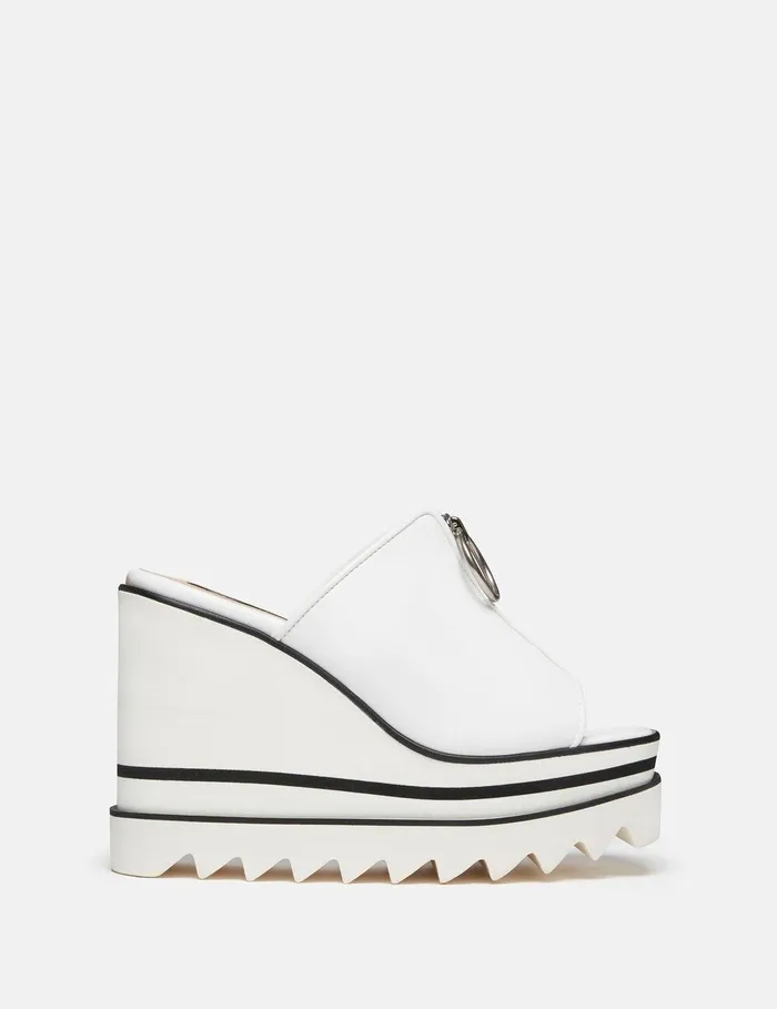 Stella McCartney Sandals Women SneakElyse Zip Slide Wedge Sandals White