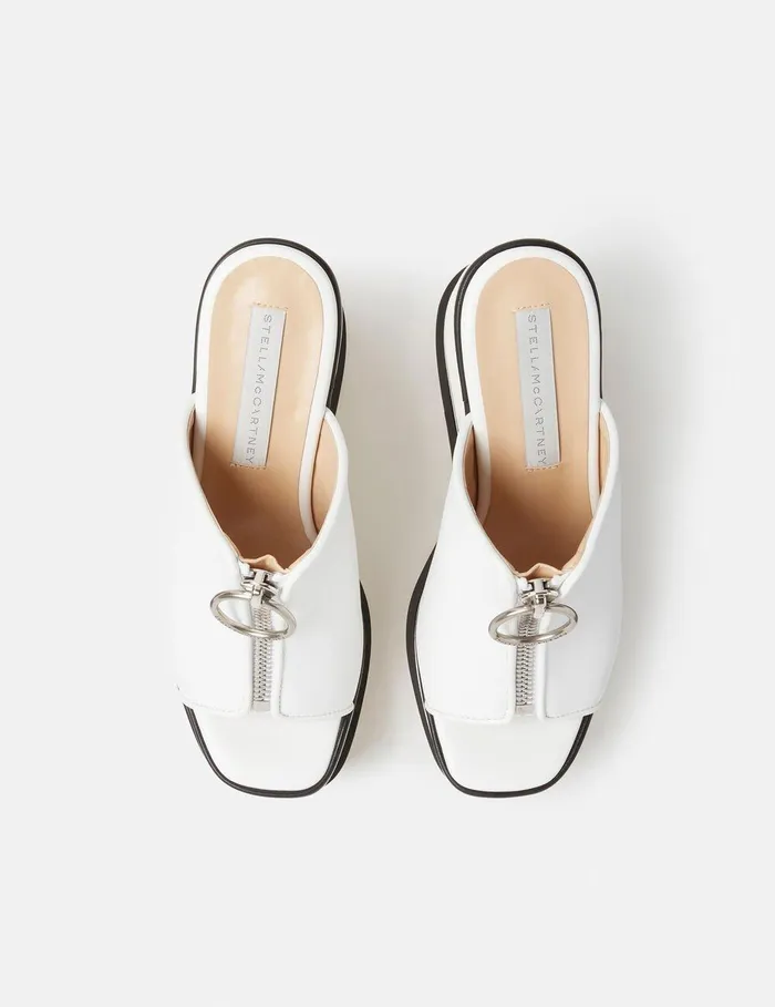 Stella McCartney Sandals Women SneakElyse Zip Slide Wedge Sandals White Stella McCartney Sandals Women SneakElyse Zip Slide Wedge Sandals White