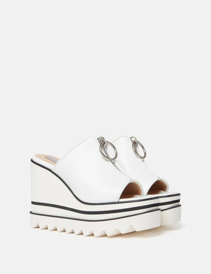 Stella McCartney Sandals Women SneakElyse Zip Slide Wedge Sandals White Stella McCartney Sandals Women SneakElyse Zip Slide Wedge Sandals White