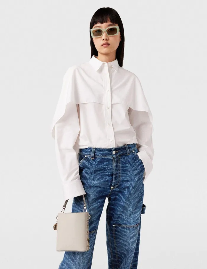 Stella McCartney Shirts And Tops Women Cape Layer Long Sleeve Shirt Pure White Stella McCartney Shirts And Tops Women Cape Layer Long Sleeve Shirt Pure White