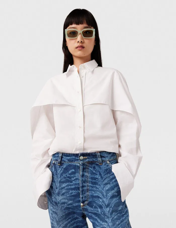 Stella McCartney Shirts And Tops Women Cape Layer Long Sleeve Shirt Pure White Stella McCartney Shirts And Tops Women Cape Layer Long Sleeve Shirt Pure White