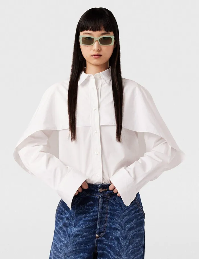Stella McCartney Shirts And Tops Women Cape Layer Long Sleeve Shirt Pure White Stella McCartney Shirts And Tops Women Cape Layer Long Sleeve Shirt Pure White