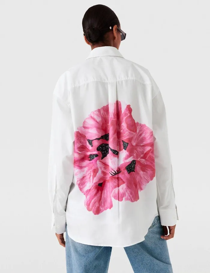 Stella McCartney Shirts And Tops Women Poppy Print Panel Shirt White Stella McCartney Shirts And Tops Women Poppy Print Panel Shirt White
