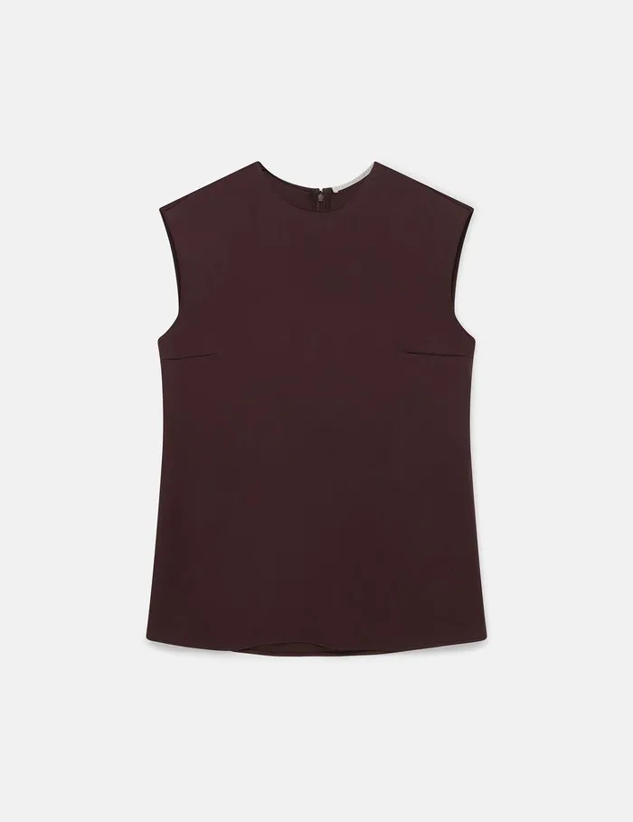 Stella McCartney Shirts And Tops Women RoundNeck Sleeveless Satin Top Chocolate Brown Stella McCartney Shirts And Tops Women RoundNeck Sleeveless Satin Top Chocolate Brown