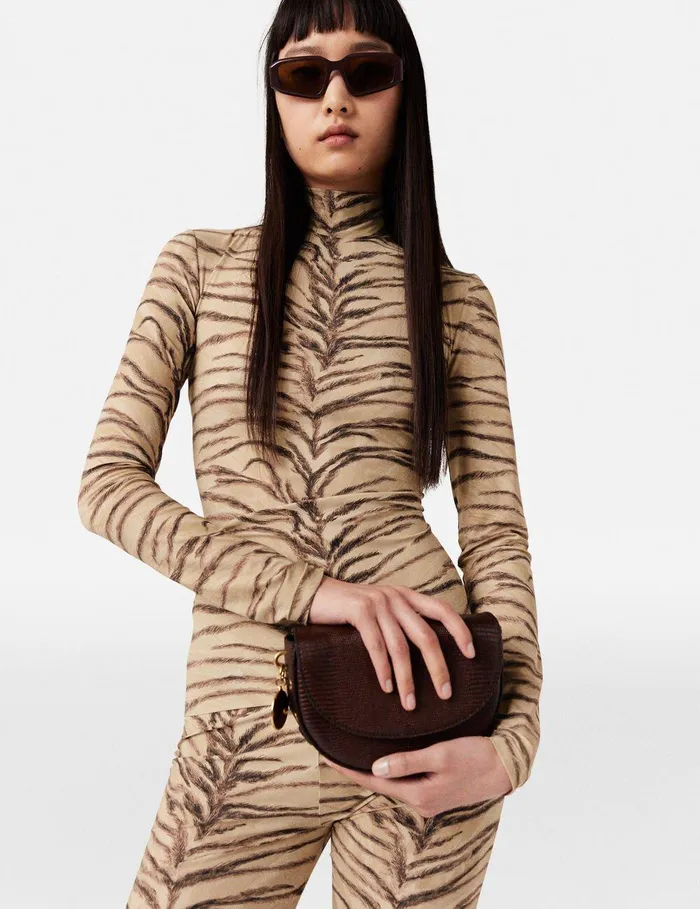 Stella McCartney Shirts And Tops Women Tiger Print HighNeck Top Natural Tiger Print Stella McCartney Shirts And Tops Women Tiger Print HighNeck Top Natural Tiger Print