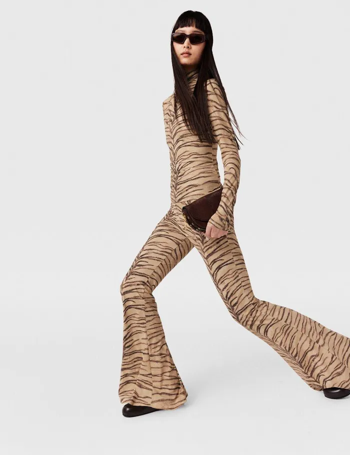 Stella McCartney Shirts And Tops Women Tiger Print HighNeck Top Natural Tiger Print Stella McCartney Shirts And Tops Women Tiger Print HighNeck Top Natural Tiger Print