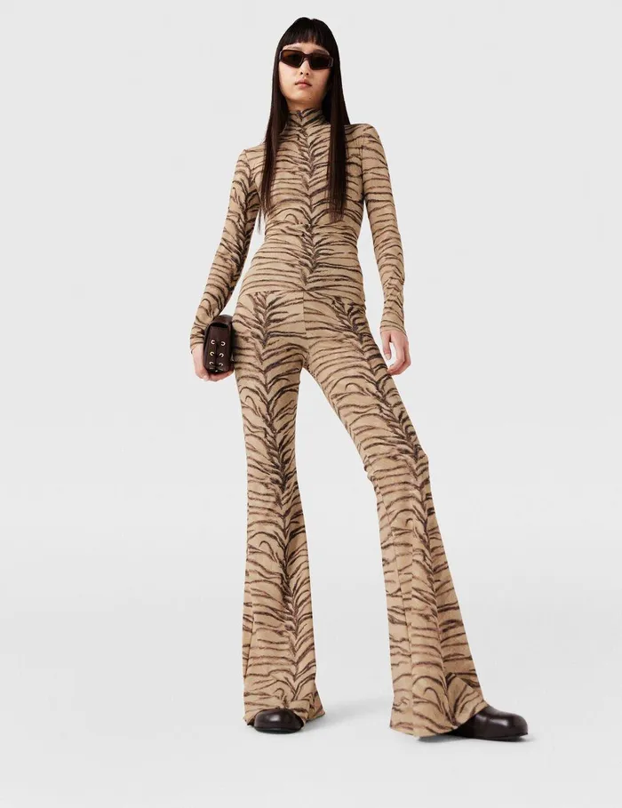 Stella McCartney Shirts And Tops Women Tiger Print HighNeck Top Natural Tiger Print Stella McCartney Shirts And Tops Women Tiger Print HighNeck Top Natural Tiger Print