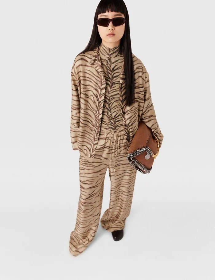 Stella McCartney Shirts And Tops Women Tiger Print HighNeck Top Natural Tiger Print Stella McCartney Shirts And Tops Women Tiger Print HighNeck Top Natural Tiger Print