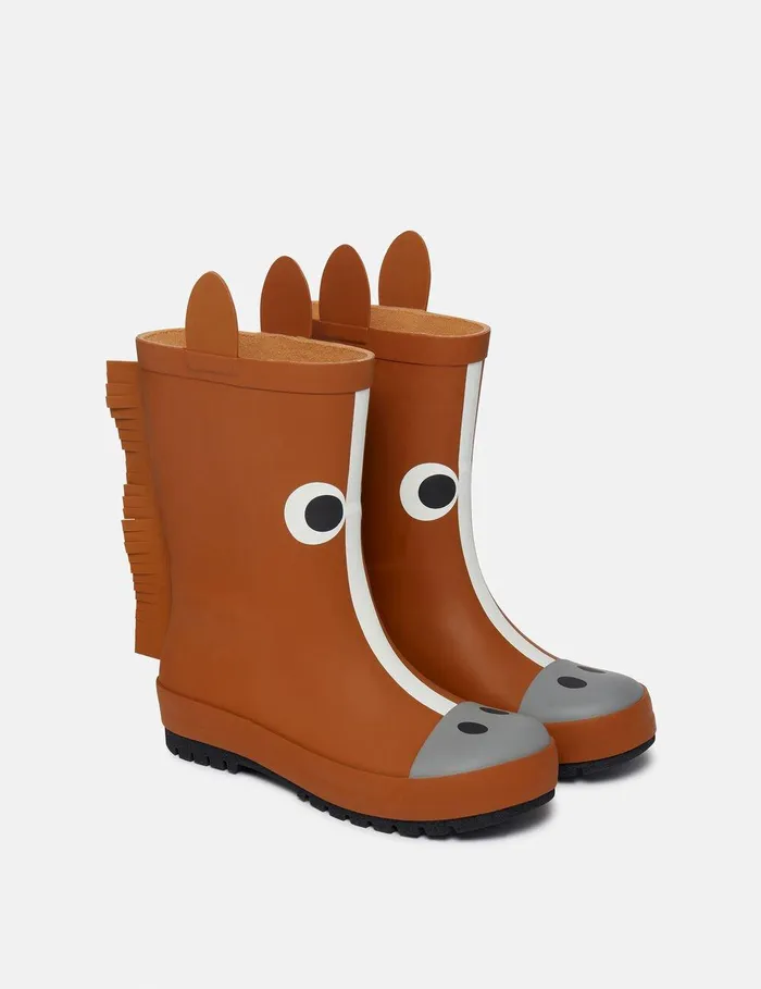 Stella McCartney Shoes And Accessories Kids Horse Graphic Rainboots Brown Stella McCartney Shoes And Accessories Kids Horse Graphic Rainboots Brown