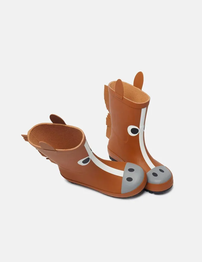 Stella McCartney Shoes And Accessories Kids Horse Graphic Rainboots Brown Stella McCartney Shoes And Accessories Kids Horse Graphic Rainboots Brown