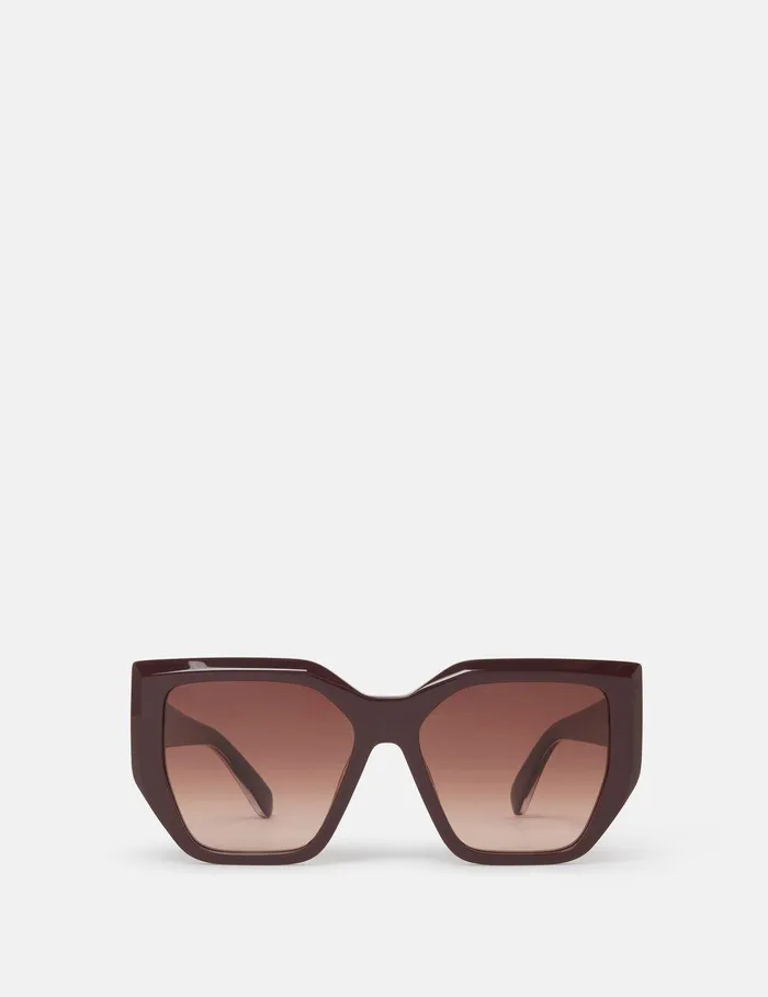 Stella McCartney Sunglasses Women Chunky Square CatEye Sunglasses Translucent Dark Chocolate And Gold Stella McCartney Sunglasses Women Chunky Square CatEye Sunglasses Translucent Dark Chocolate And Gold