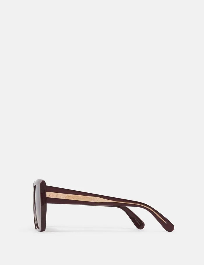 Stella McCartney Sunglasses Women Chunky Square CatEye Sunglasses Translucent Dark Chocolate And Gold Stella McCartney Sunglasses Women Chunky Square CatEye Sunglasses Translucent Dark Chocolate And Gold
